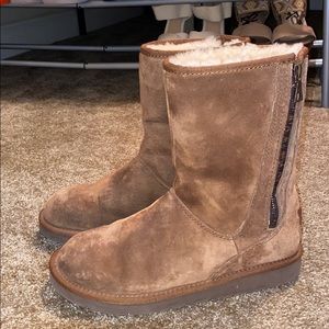 UGG mayfair Zip-up brown suede Boots Size 8